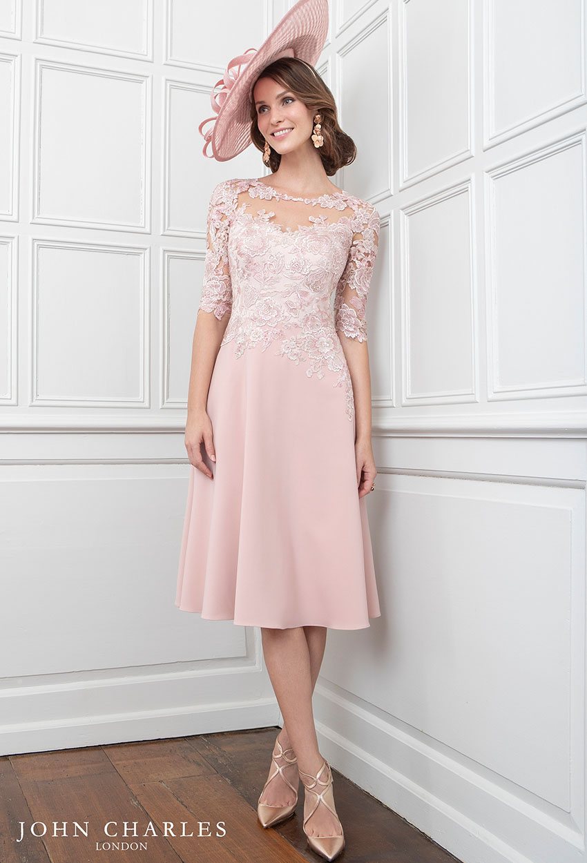 26641B - John Charles Dusty Pink Floral Lace Dress