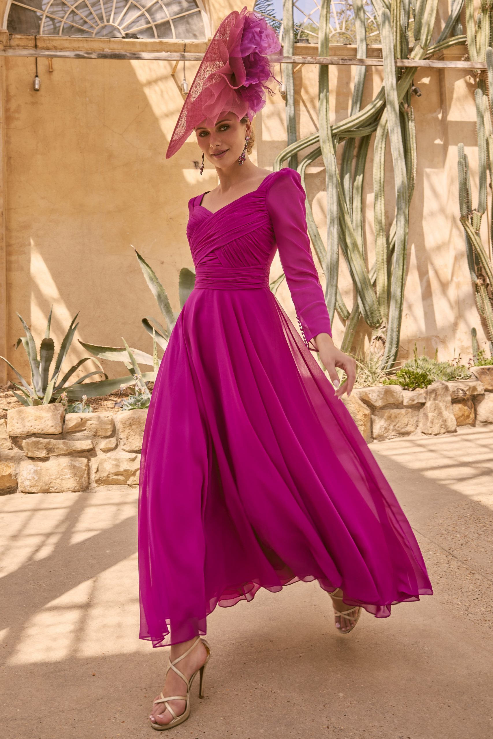 X SALE X Invitations by Veni Infantino 29609 Dress in a Magenta Crepe Size  12 - Beau Boutique